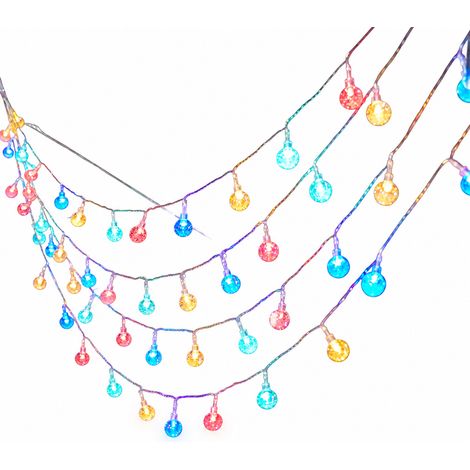 Guirlande Lumineuse LED Boules Givrées Multicolores, USB, Éclairage Fixe, 10 m, 80 Lumières, Décoration Extérieure (1/5)