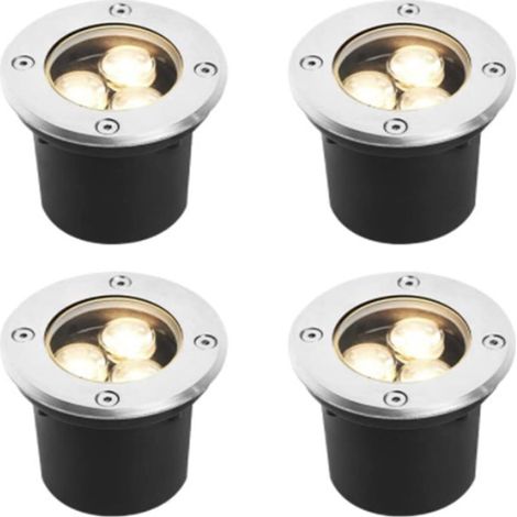 LIFCAUSAL Projecteurs LED étanches IP67 pour jardin - Lot de 4 spots extérieurs 3W 8cm en blanc chaud (1/5)