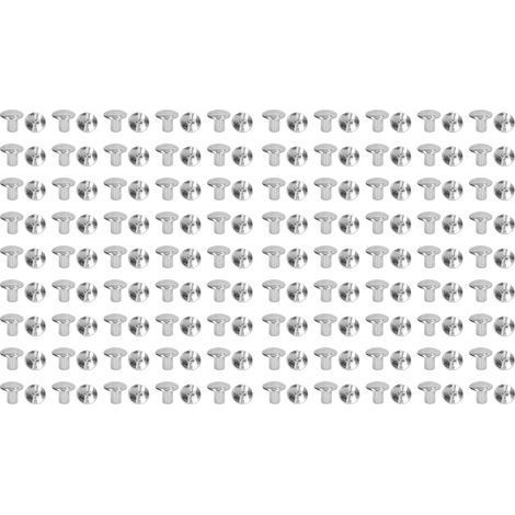 Set mit 90 umweltfreundlichen DIY-Lederbindeschrauben, 10 x 9,5 mm, sortiertes Set silberversilberter Nieten (1/5)