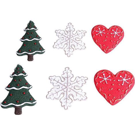 Lot de 6 aimants 3D pour réfrigérateur, décorations de Noël originales (3 grands modèles, 3 petits modèles : cœur, sapin, neige).-8.5cm