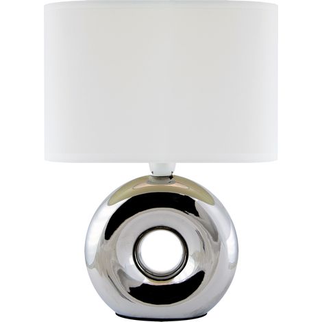 Lámpara de mesa cromada blanca 25W golf E14 Ideus 03544 (1/2)