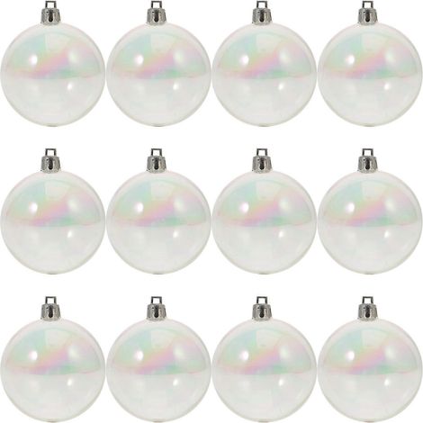 12 boules transparentes décoratives de Noël, boules nacrées colorées-6x6cm-Colorful (1/2)