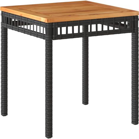 Tavolo da Giardino Nero 38x38x42cm in Polyrattan e Legno Acacia vidaXL (1/5)