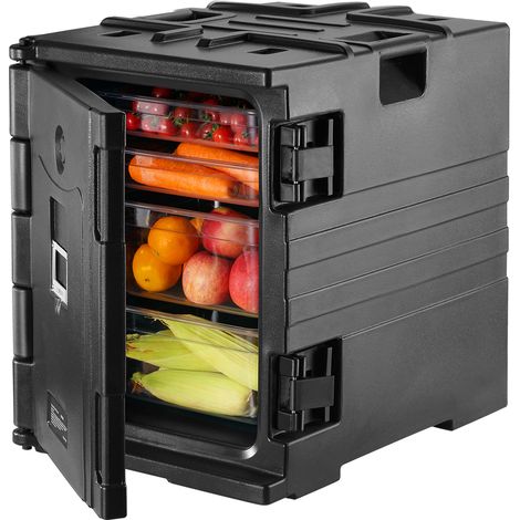 Mophorn Portavivande Coibentato per Alimenti, Scatola 82 Qt per Catering, Portavivande in LLDPE con Doppie Fibbie, Scaldavivande a Caricamento Frontale con Maniglie, Ristorante, Mensa, Nero (1/5)