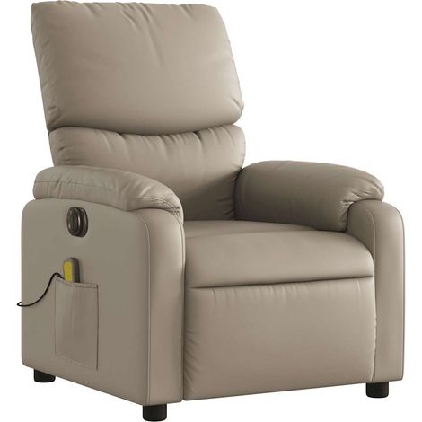 Poltrona relax TV reclinabile elettrica funzione massaggio 6 punti massaggio in PVC cappuccino DEC027134