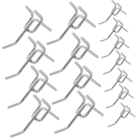 Filiyano-Lot de 20 crochets muraux pour panneau perforé, en acier inoxydable, avec système de verrouillage. (1/5)