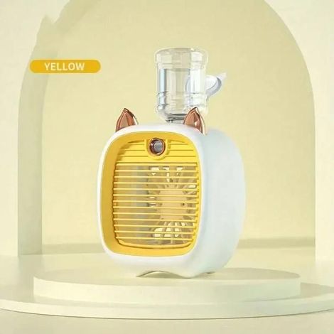 Mini ventilatore da tavolo con umidificatore - Interfaccia USB - Design originale e grazioso - Giallo (1/3)