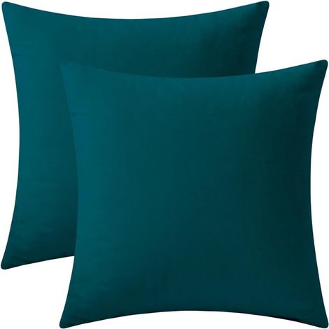 Zwei weiche, dicke Samtkissenbezüge, dekorative einfarbige quadratische Kissenbezüge, geeignet für Sofas, Schlafzimmer und Autos, 16x16 Zoll. (1/5)