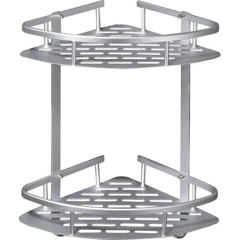 YMYNY Etagere Douche Sans Percage, Etagere Salle de Bain Aluminium, Rangement Douche Antirouille, Etagere Angle Salle de Bain avec 2 crochets (1/5)