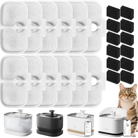 Katzenbrunnenfilter – 12er-Pack Ersatzfilter und -schwämme für Petlibro Dockstream Katzenbrunnen PLWF005, PLWF115, PLWF105 – Einfacher Austausch – für Katzenbrunnen (1/5)