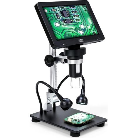 MT2 1200X Microscope Numérique HDMI avec Écran HD IPS 7'', Loupe à Pièces 1080P pour la Soudure pour Enfants et Adultes, 10 Lumières LED, Compatible avec TV/Windows/Mac OS, 32 Go (1/5)
