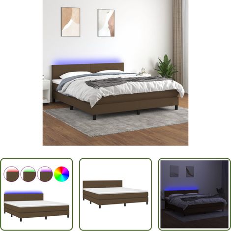 vidaXL Matelas ensaché - Sommier à lattes de lit matelas et LED Marron foncé 160x200 cm (1/5)