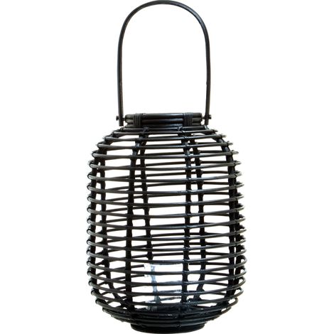 Interiors by Premier Sustainable Small Black Natural Rattan Lantern, Rounded Modern Black Candle Lantern, Versatile Lantern (1/5)
