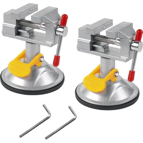 2 piezas de tornillo de banco pequeño giratorio, mini tornillo de banco giratorio de 360° con ventosa, 30 mm, abrazadera de tornillo de mesa para manualidades y joyería, fijación de abrazadera para es (1/5)