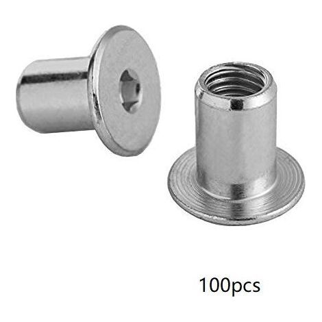 Memkey – Écrou hexagonal M6 x 15 x 10 mm – Acier galvanisé – Lot de 100 pièces – Fixation robuste pour meubles et armoires (1/5)
