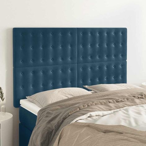 Têtes de lit 4 pcs Panneau de lit pour Lit adulte Décoration murale Bleu foncé 72x5x78/88 cm Velours XRKJY5845332 (1/5)