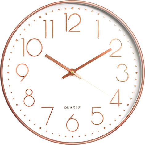 Orologio da parete Ahlsen silenzioso, grande e decorativo, senza ticchettio, da 30 cm, ideale per cucina, soggiorno, camera da letto e ufficio (oro rosa). (1/5)
