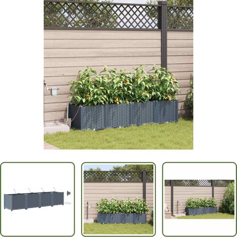 Pot de jardin - Cache-pot de jardin 4 pcs Gris Clair Acier (1/5)