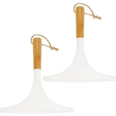 Shower squeegee (pack of 2) – practical shower squeegee for the shower or windows – bathroom squeegee with loop for hanging – white/natural color (1/5)