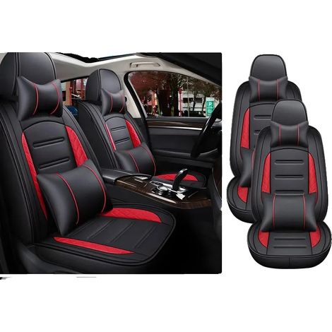 Coprisedili auto impermeabili, facili da installare, rosso/nero (1/5)
