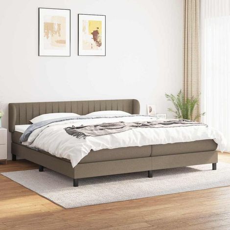 Sommier à lattes de lit avec matelas Taupe 200x200 cm Tissu (1/5)