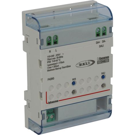 Passerelle MH DALI2 1 sortie pour contrôle jusqu'à 64 ballasts 4 modules DIN BTICINO BTF429G