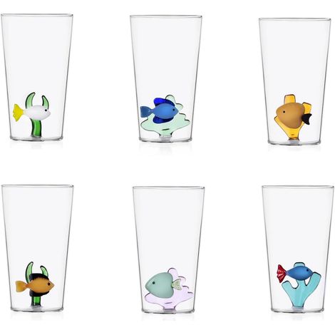 Lot de 6 verres à longdrink, décors assortis (1/5)