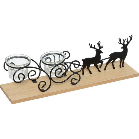 Kerzenhalter aus Metall für Teelichter, Rentiere, 45 cm