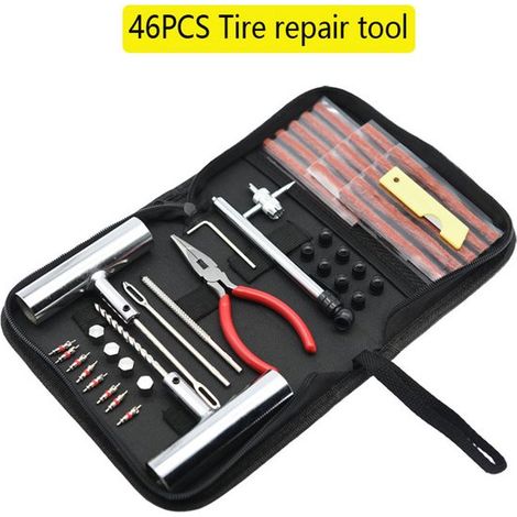 Kit de reparación de neumáticos - Juego de tapones - incluye bolsa resistente - para motocicleta, ciclomotor o automóvil (1/5)