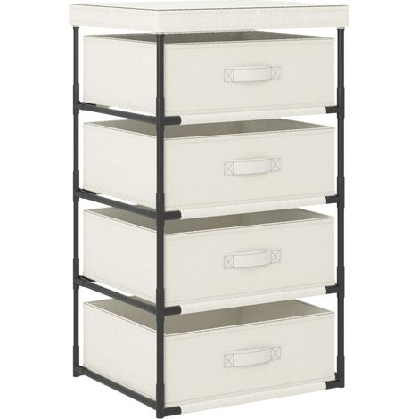 Étagère de rangement avec 4 paniers en tissu Acier Crème (1/5)