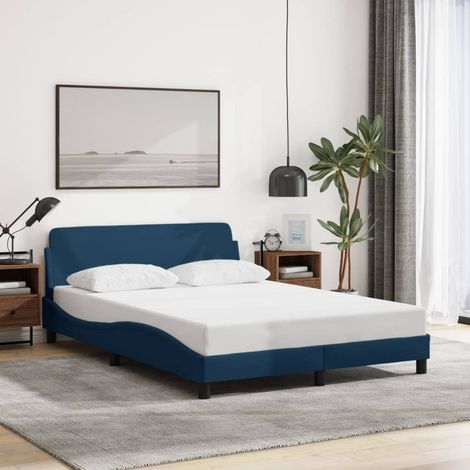 Estructura de cama con cabecero Dover tela azul 120x200cm vidaXL (1/5)