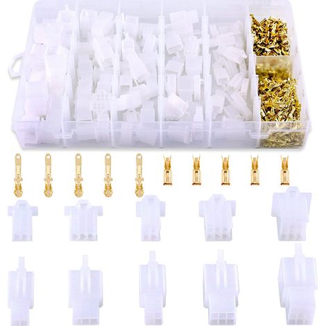 Glarks Lot de 580 connecteurs de fil à sertir 2, 3, 4, 6, 9 broches de 2,8 mm, mâles et femelles et connecteurs de broches pour moto, vélo, voiture, bateaux (1/5)
