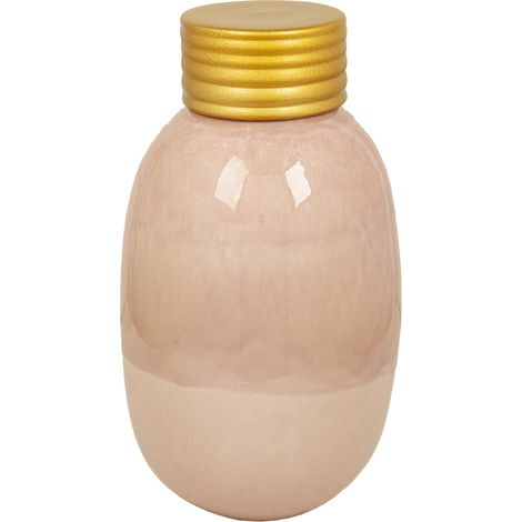 Pot en céramique rose avec couvercle doré