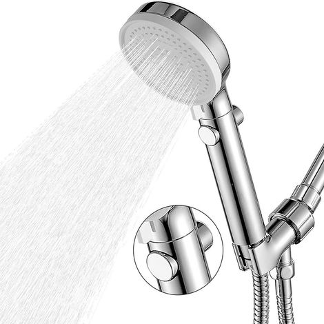 Handbrausen-Set mit Druckknopf, Badezimmer-Duschkopf mit Dreifachfunktion, Wasser-Booster-Stopp