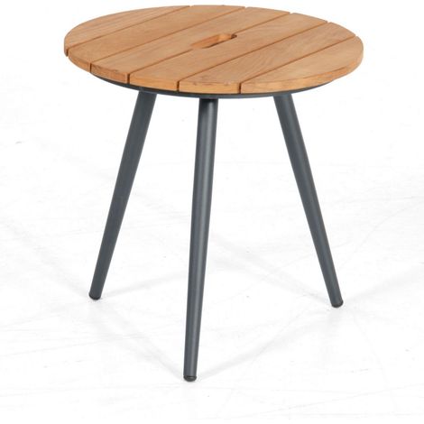 Sonnenpartner Gala Beistelltisch Gartentisch Aluminium/Old Teak Ø 44 cm