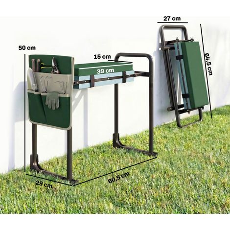 Coussin et siège de jardin pour genoux, capacité de charge de 150 kg, tabouret de jardin avec assise rembourrée pour les genoux, pieds extensibles en acier (1/5)