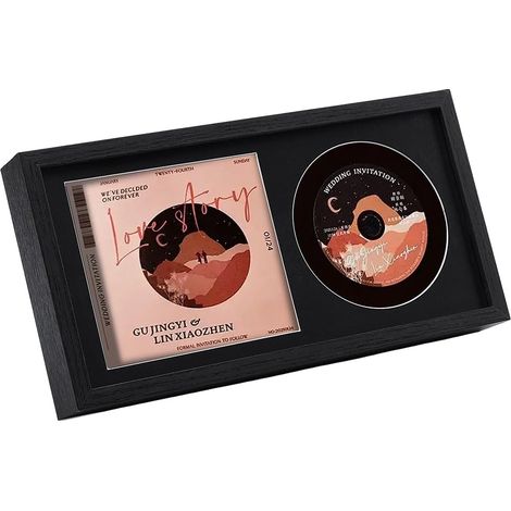 Cadre de présentation de musique pour CDs 33.6x17.5cm Cadre D'Affichage CD Vitrine Noire pour CD Cadre de Rangement pour Albums de Musique, Studio de Musiques, Décoration de Fête (1/5)