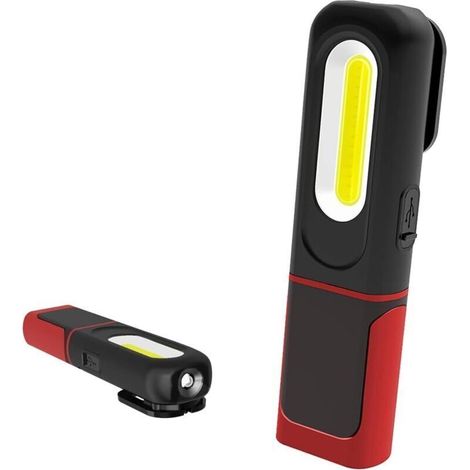 Lampe de Travail LED Rechargeable, Lampe d'inspection 2 en 1 avec Rotation à 360 degrés et 5W COB LED Torche Lampe avec Base Magnétique et Crochet pour Maison Atelier Camping Bricolage éclairag (1/5)
