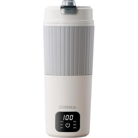 Hervidor eléctrico de viaje con doble interfaz de calentamiento, enchufe europeo y puerto USB C, acero inoxidable 316, hervidor de agua portátil de 650 ml para té y café, 6 ajustes de temperatura, cal (1/5)