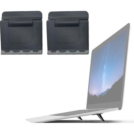 2 Stück Mini-Laptopständer, unsichtbarer, selbstklebender Laptophalter aus Kunststoff für Notebook und Tastatur (Schwarz) (1/5)