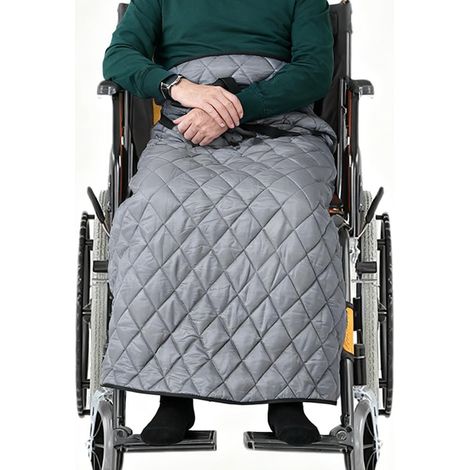 Coperta per sedia a rotelle, calore intenso, inverno per adulti, antivento, copertura per sedia a rotelle, copertura per ginocchia, coperta per sedia a rotelle, grigia (1/5)