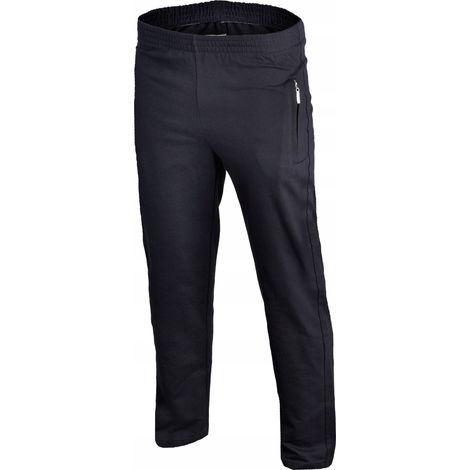 Pantalon de survêtement en coton noir pour homme, coupe droite, ADI PL, poches. Taille XXL. (1/3)