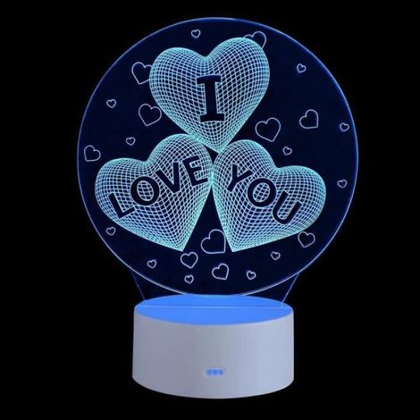 Veilleuse 3D - Forme De Coeur - LED Tactile - Pour Chambre À Coucher - 1 Pièce (1/4)