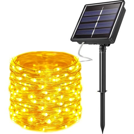 Guirlande lumineuse solaire d'extérieur, lot de 2, 10 mètres (33 pi) et 100 LED, pour Noël (1/3)