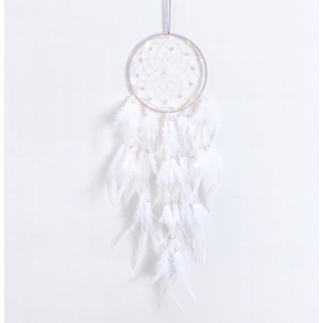 Attrape de Rêves LED,Faite Main Capteur de Rêves en Plumes Lumineux Dream Catcher pour Chambre Maison Décoration Tenture Murale Mobile Decoratif Filles Enfants Cadeau (1/5)