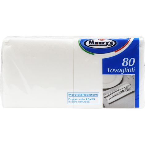 MAURY'S TOVAGLIOLI MORBIDI E RESISTENTI 80 PZ DOPPIO VELO 25 X 25 CM (1/4)