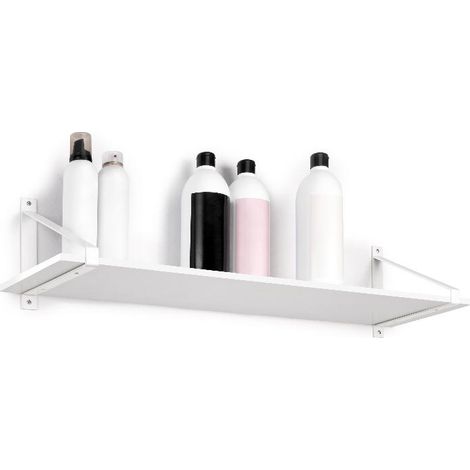 Emuca Juego de soportes para estante de madera Shelf con forma triangular, Acero, Pintado blanco (1/5)