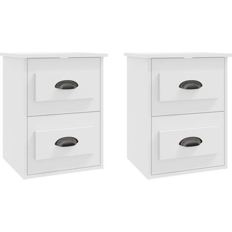Set di 2 comodini da parete con cassetti 41,5 x 36 x 53 cm in legno ingegnerizzato bianco DEC036021