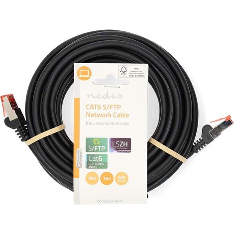 Nedis CAT6-Netzwerkkabel / RJ45 Stecker / RJ45 Stecker / S/FTP / 7.50 m / Rund / LSZH / Schwarz / Label