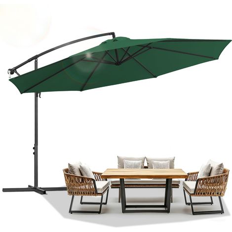 TolleTour Sonnenschirm 3.5m Grün – Großzügiger Sonnenschutz für Garten & Rasenflächen